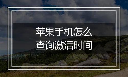 苹果手机怎么查询激活时间