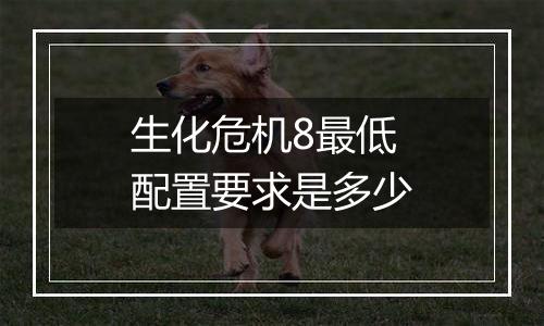 生化危机8最低配置要求是多少