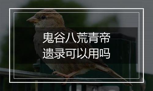 鬼谷八荒青帝遗录可以用吗