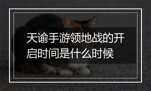天谕手游领地战的开启时间是什么时候