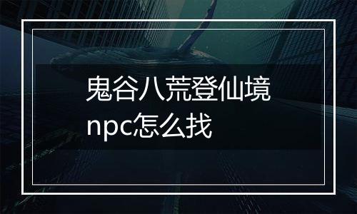 鬼谷八荒登仙境npc怎么找