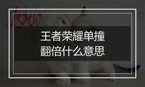 王者荣耀单撞翻倍什么意思