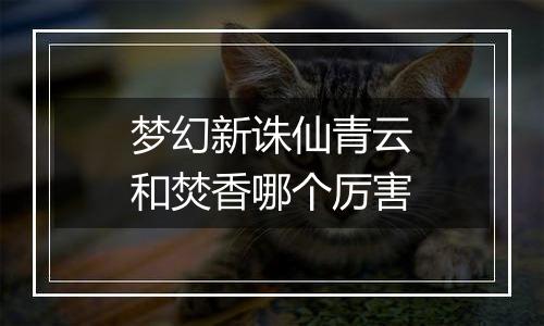 梦幻新诛仙青云和焚香哪个厉害