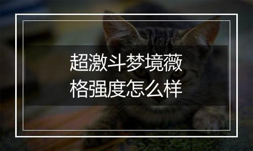 超激斗梦境薇格强度怎么样