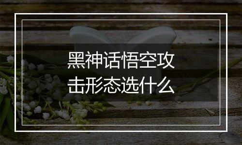 黑神话悟空攻击形态选什么