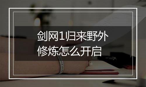 剑网1归来野外修炼怎么开启