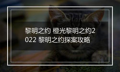 黎明之约 橙光黎明之约2022 黎明之约探案攻略