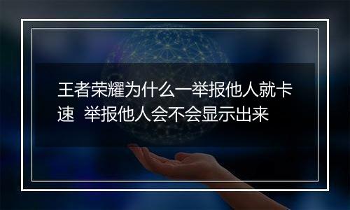 王者荣耀为什么一举报他人就卡速  举报他人会不会显示出来