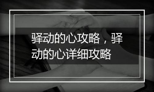驿动的心攻略，驿动的心详细攻略