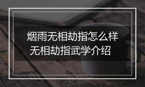 烟雨无相劫指怎么样 无相劫指武学介绍