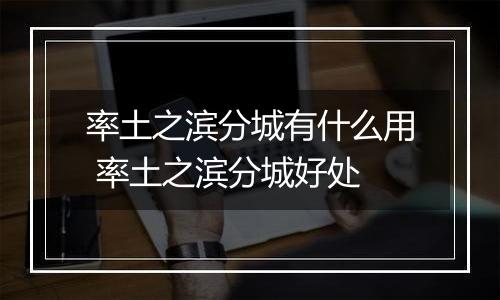 率土之滨分城有什么用 率土之滨分城好处
