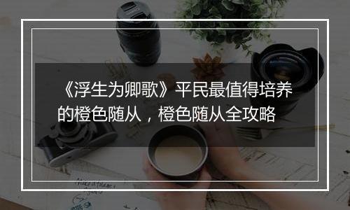 《浮生为卿歌》平民最值得培养的橙色随从，橙色随从全攻略