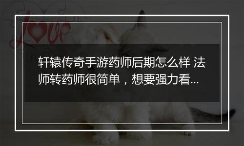 轩辕传奇手游药师后期怎么样 法师转药师很简单，想要强力看这里
