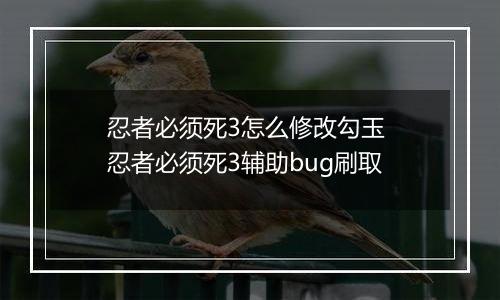 忍者必须死3怎么修改勾玉 忍者必须死3辅助bug刷取