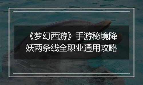 《梦幻西游》手游秘境降妖两条线全职业通用攻略