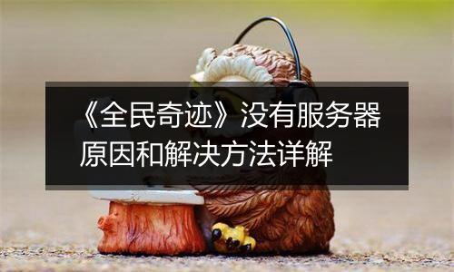 《全民奇迹》没有服务器 原因和解决方法详解