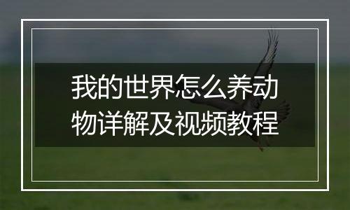 我的世界怎么养动物详解及视频教程