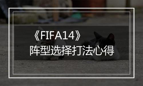 《FIFA14》阵型选择打法心得
