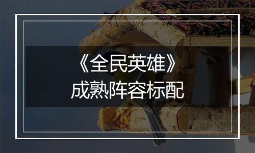 《全民英雄》成熟阵容标配