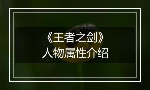 《王者之剑》人物属性介绍