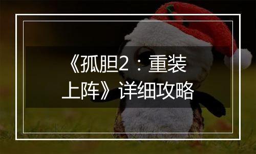 《孤胆2：重装上阵》详细攻略