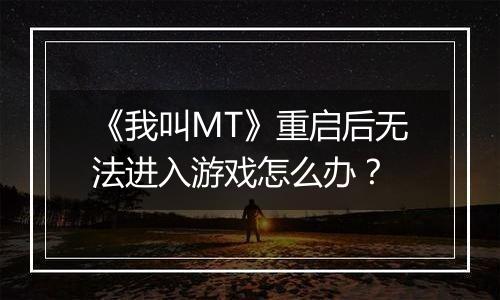 《我叫MT》重启后无法进入游戏怎么办？