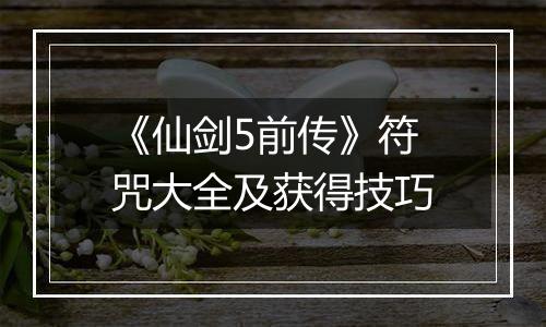 《仙剑5前传》符咒大全及获得技巧