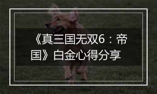 《真三国无双6：帝国》白金心得分享