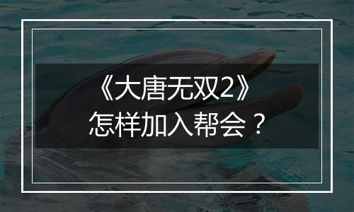 《大唐无双2》怎样加入帮会？