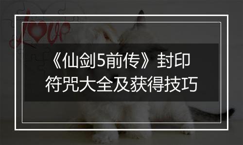 《仙剑5前传》封印符咒大全及获得技巧