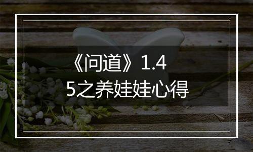 《问道》1.45之养娃娃心得