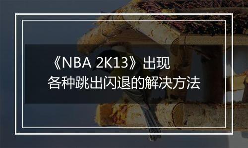 《NBA 2K13》出现各种跳出闪退的解决方法