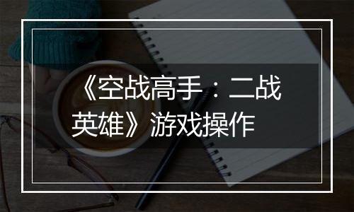 《空战高手：二战英雄》游戏操作