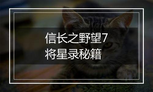 信长之野望7将星录秘籍