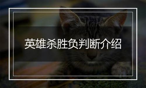 英雄杀胜负判断介绍