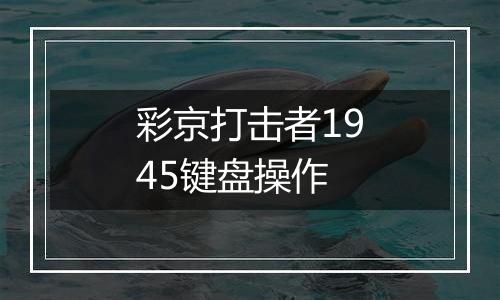 彩京打击者1945键盘操作