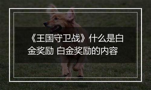 《王国守卫战》什么是白金奖励 白金奖励的内容