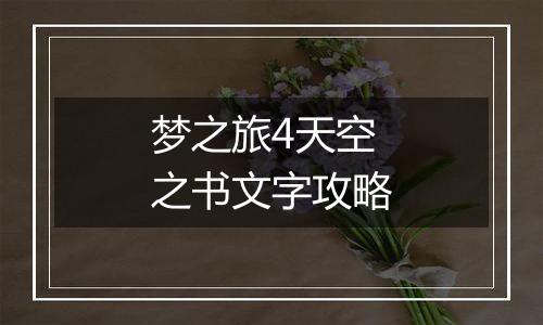 梦之旅4天空之书文字攻略
