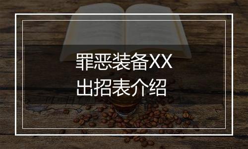 罪恶装备XX出招表介绍