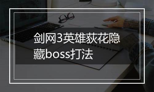 剑网3英雄荻花隐藏boss打法