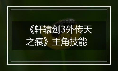 《轩辕剑3外传天之痕》主角技能