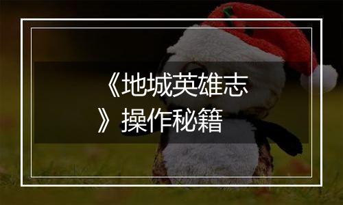 《地城英雄志》操作秘籍