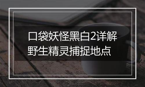 口袋妖怪黑白2详解野生精灵捕捉地点