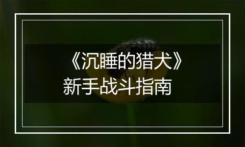 《沉睡的猎犬》新手战斗指南