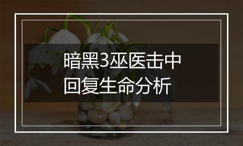 暗黑3巫医击中回复生命分析