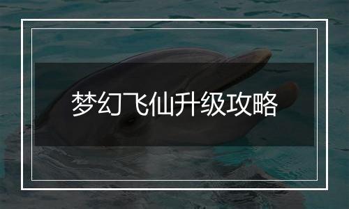 梦幻飞仙升级攻略