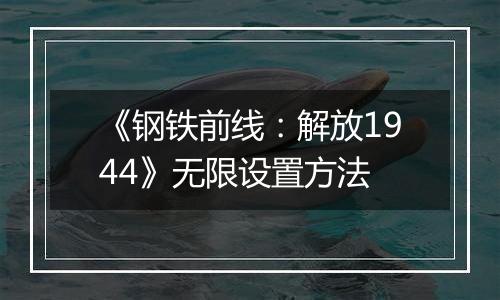 《钢铁前线：解放1944》无限设置方法