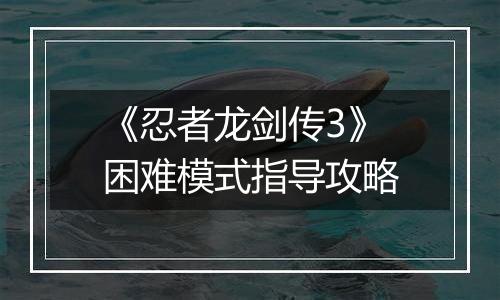 《忍者龙剑传3》困难模式指导攻略