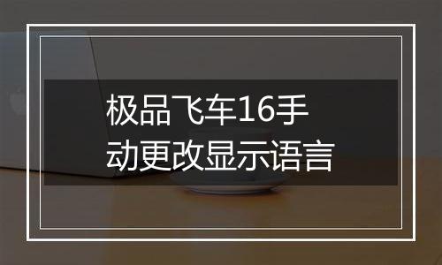 极品飞车16手动更改显示语言