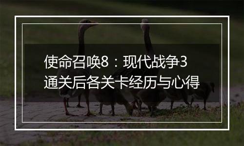 使命召唤8：现代战争3通关后各关卡经历与心得
